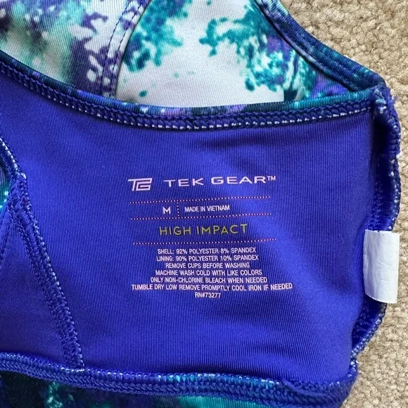 Tek Gear Blue and Green Racerback Sports Bra High Impact/Gently Used! - Picture 5 of 5